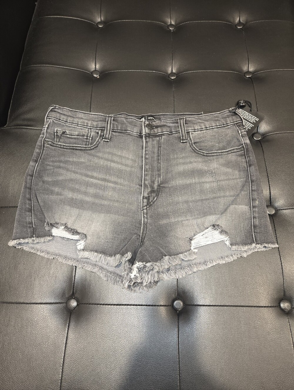 True Religion Women's Distressed Gray Jean Shorts